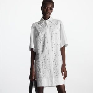 COS White Eyelet embroidery Shirt Dresses White | Oversized